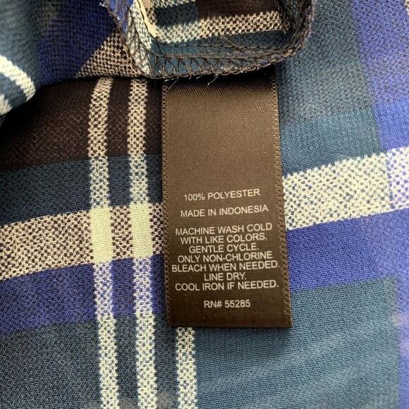 Express Navy Black and White Chiffon Plaid Sheer Top Size Small - Picture 8 of 10